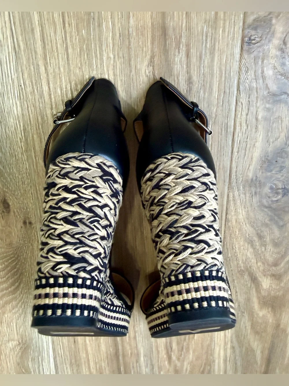 Dolce Vita Hamlet Braided Espadrille Platform Wedge Sandals Black Women’s Size 9